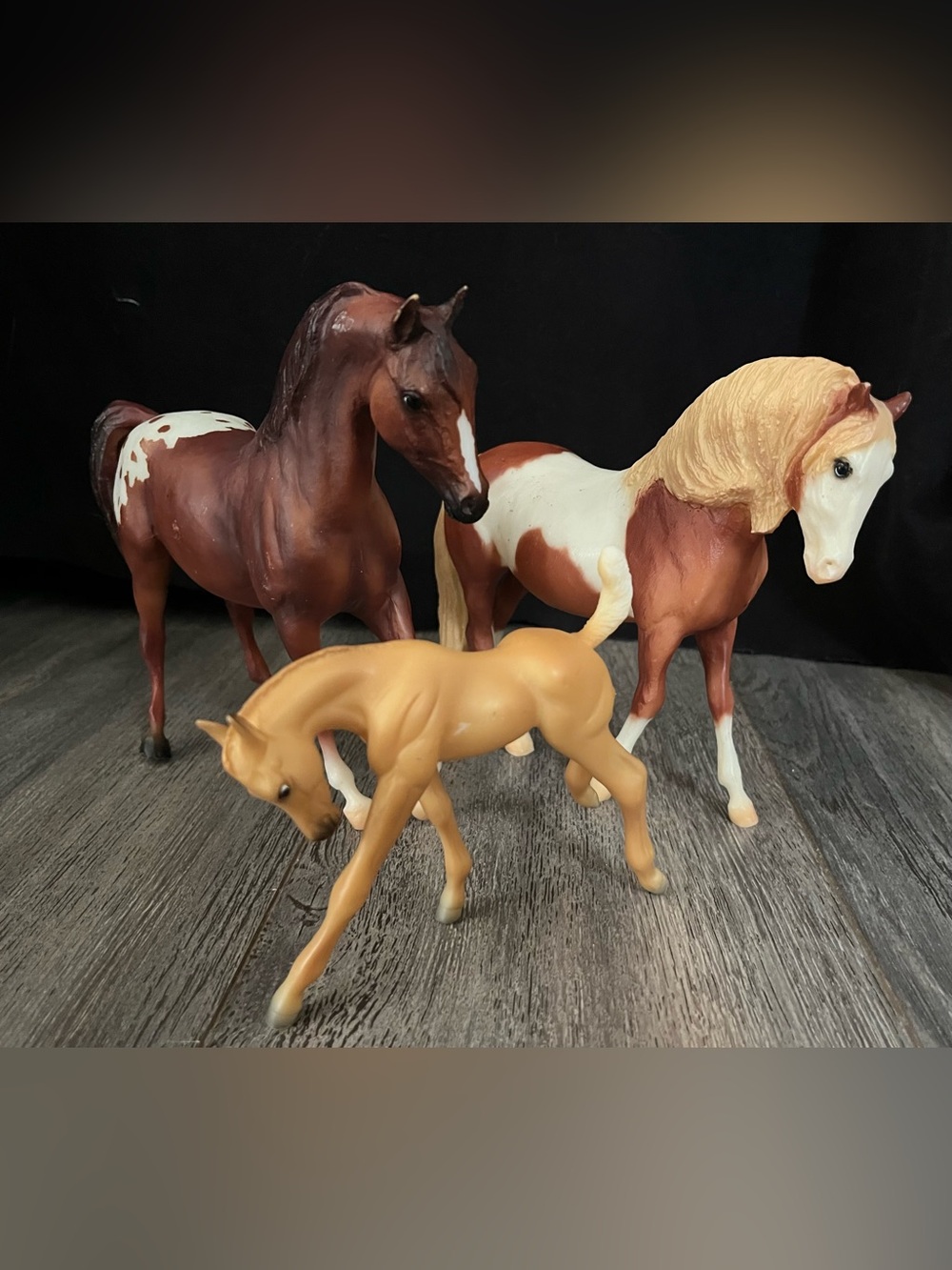 Breyer Horse Set Lot Chestnut & Palomino Plastic Figures Silver Logo